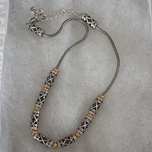 Brighton Two-Tone Silver and Gold Filigree Tube Necklace